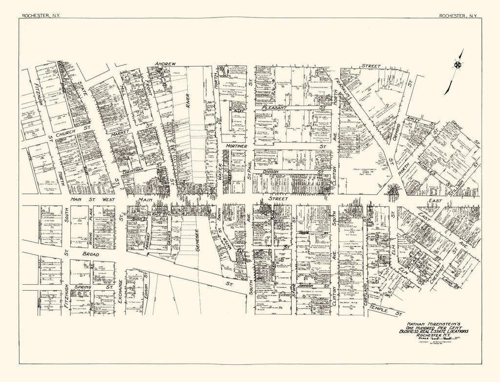 Vintage Map of Rochester, NY Business Section 1929