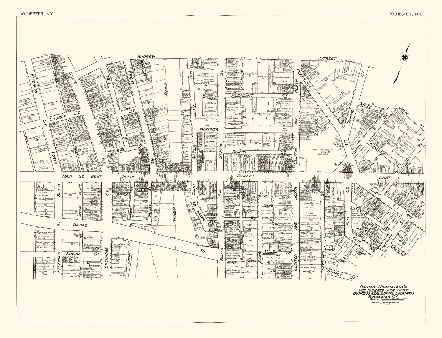 Vintage Map of Rochester, NY Business Section 1929