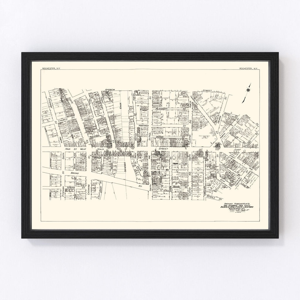 Vintage Map of Rochester, NY Business Section 1929