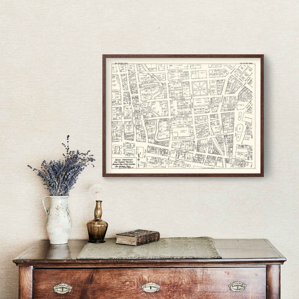 Vintage Map of San Antonio, TX Business Section 1929