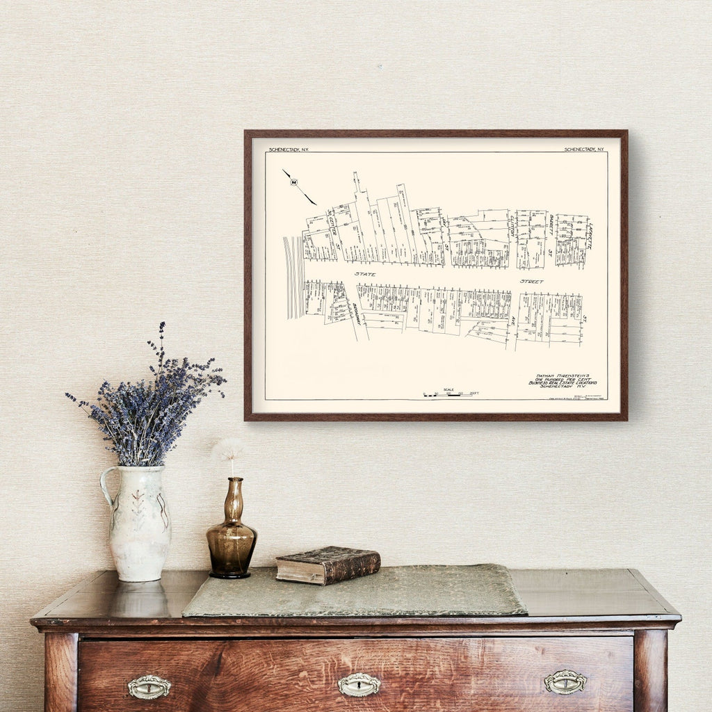 Vintage Map of Schenectady, NY Business Section 1929
