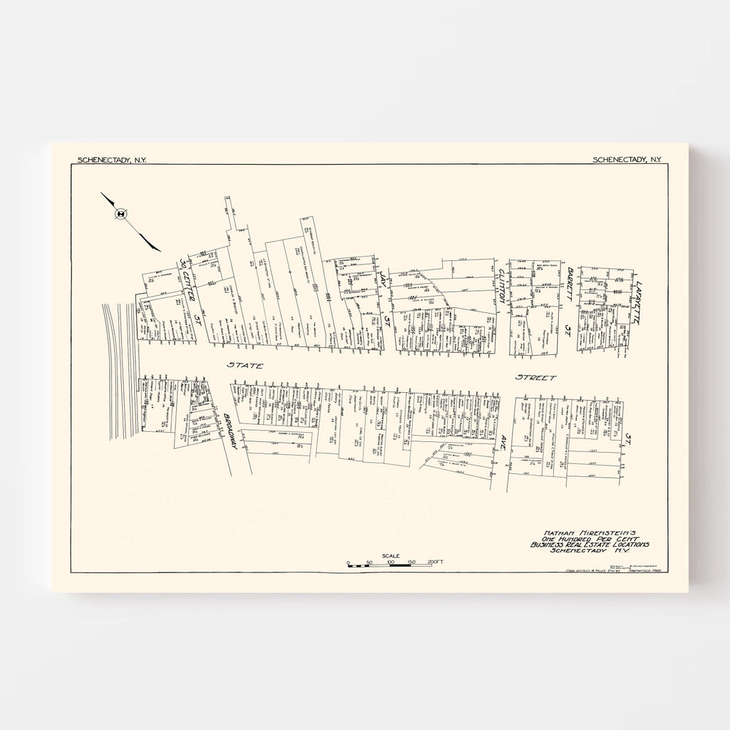 Vintage Map of Schenectady, NY Business Section 1929