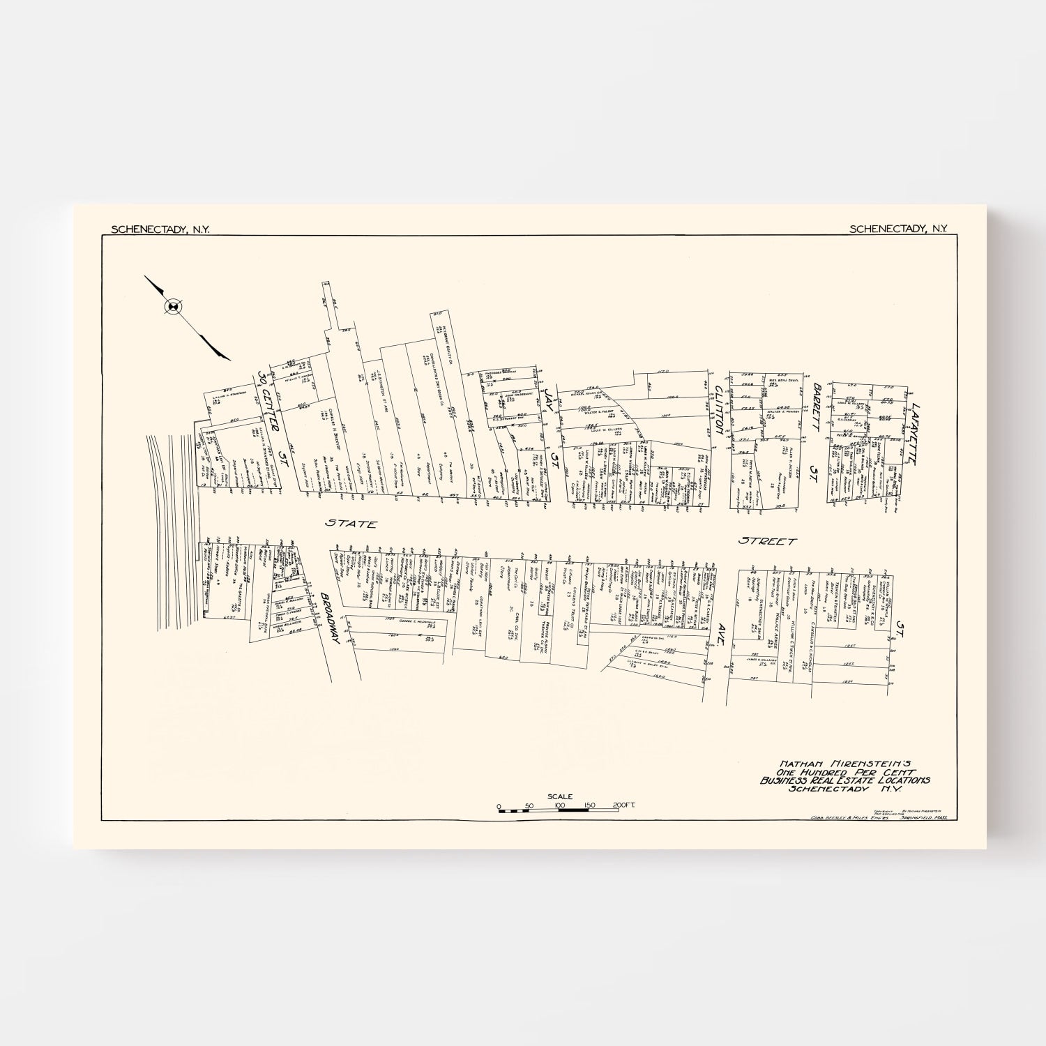 Vintage Map of Schenectady, NY Business Section 1929