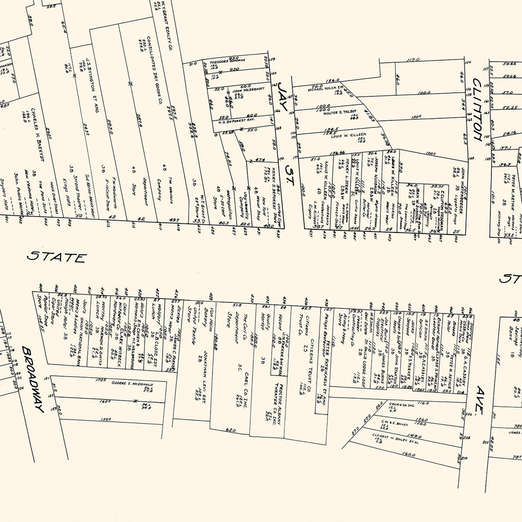 Vintage Map of Schenectady, NY Business Section 1929