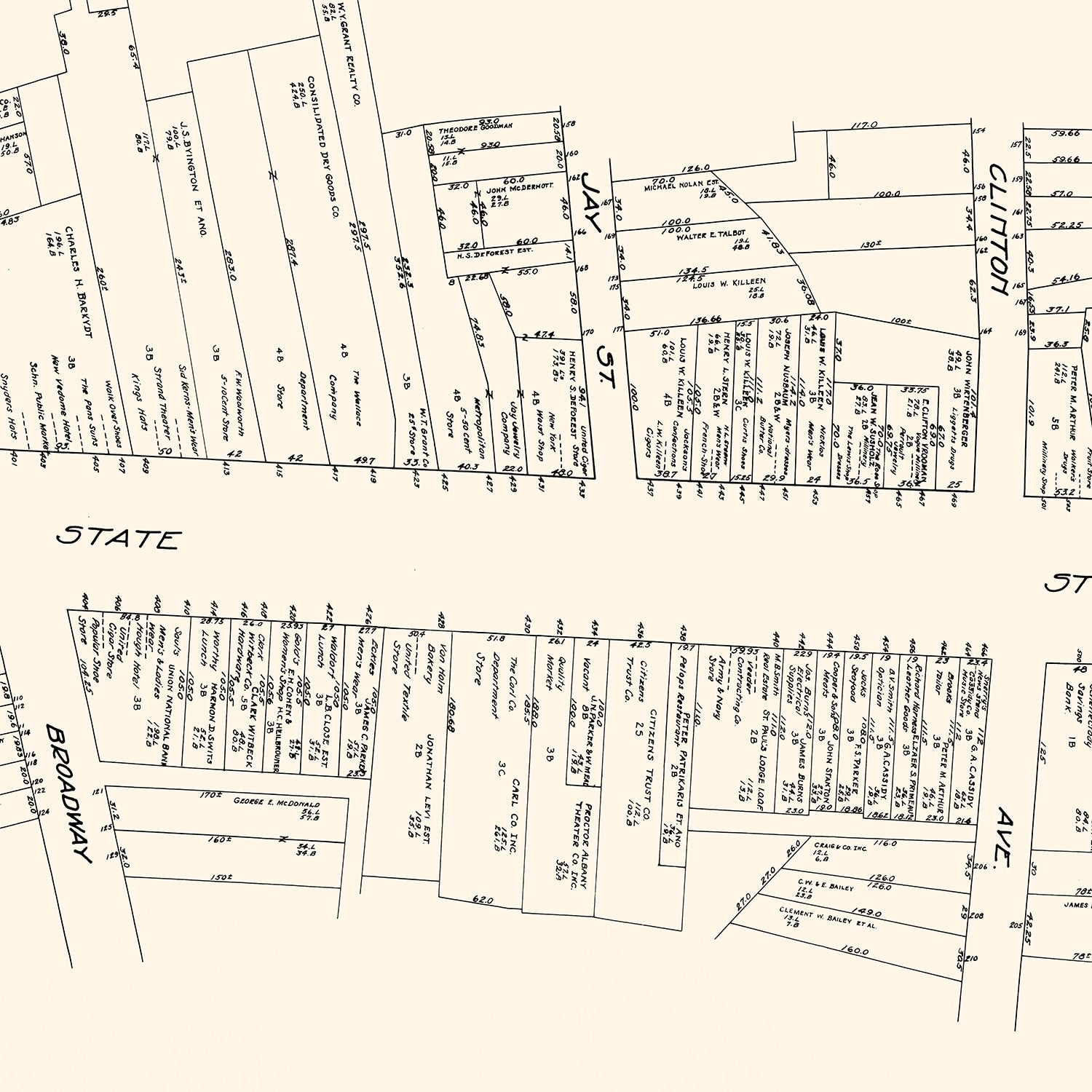 Vintage Map of Schenectady, NY Business Section 1929