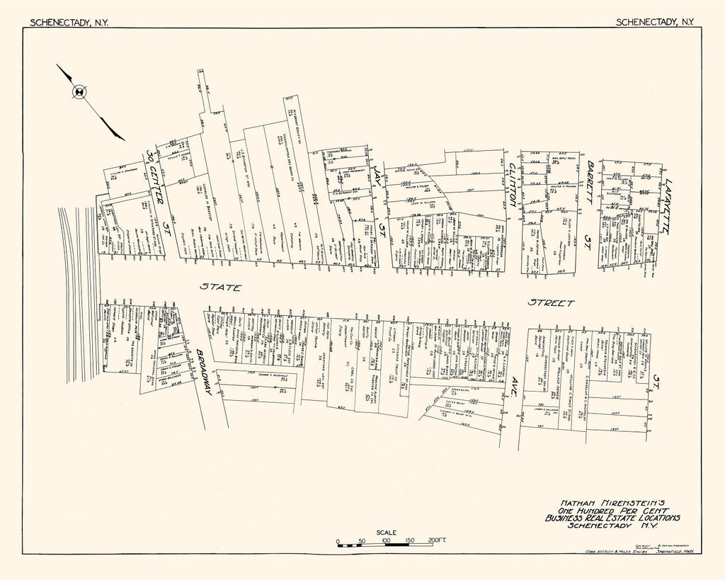 Vintage Map of Schenectady, NY Business Section 1929