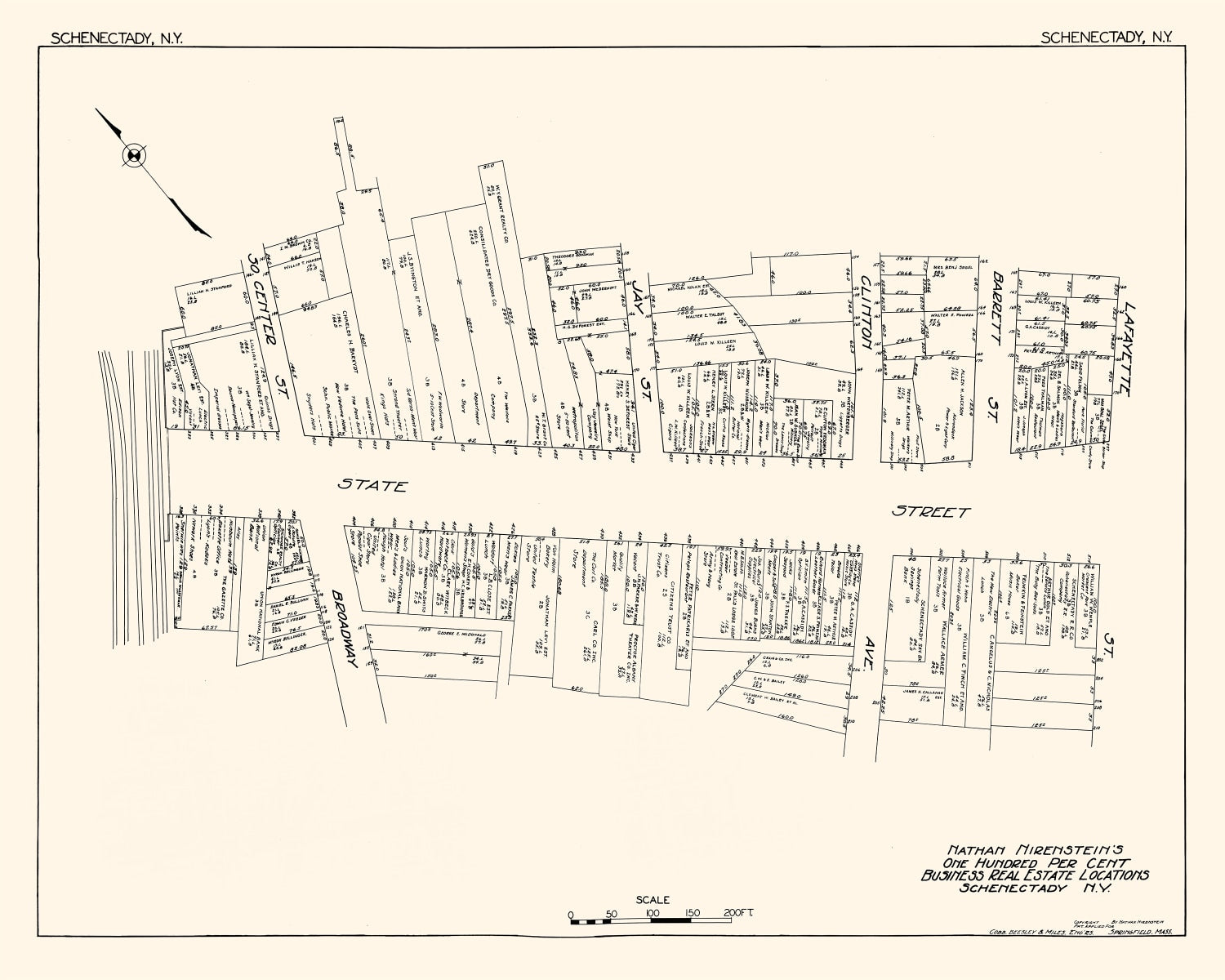 Vintage Map of Schenectady, NY Business Section 1929