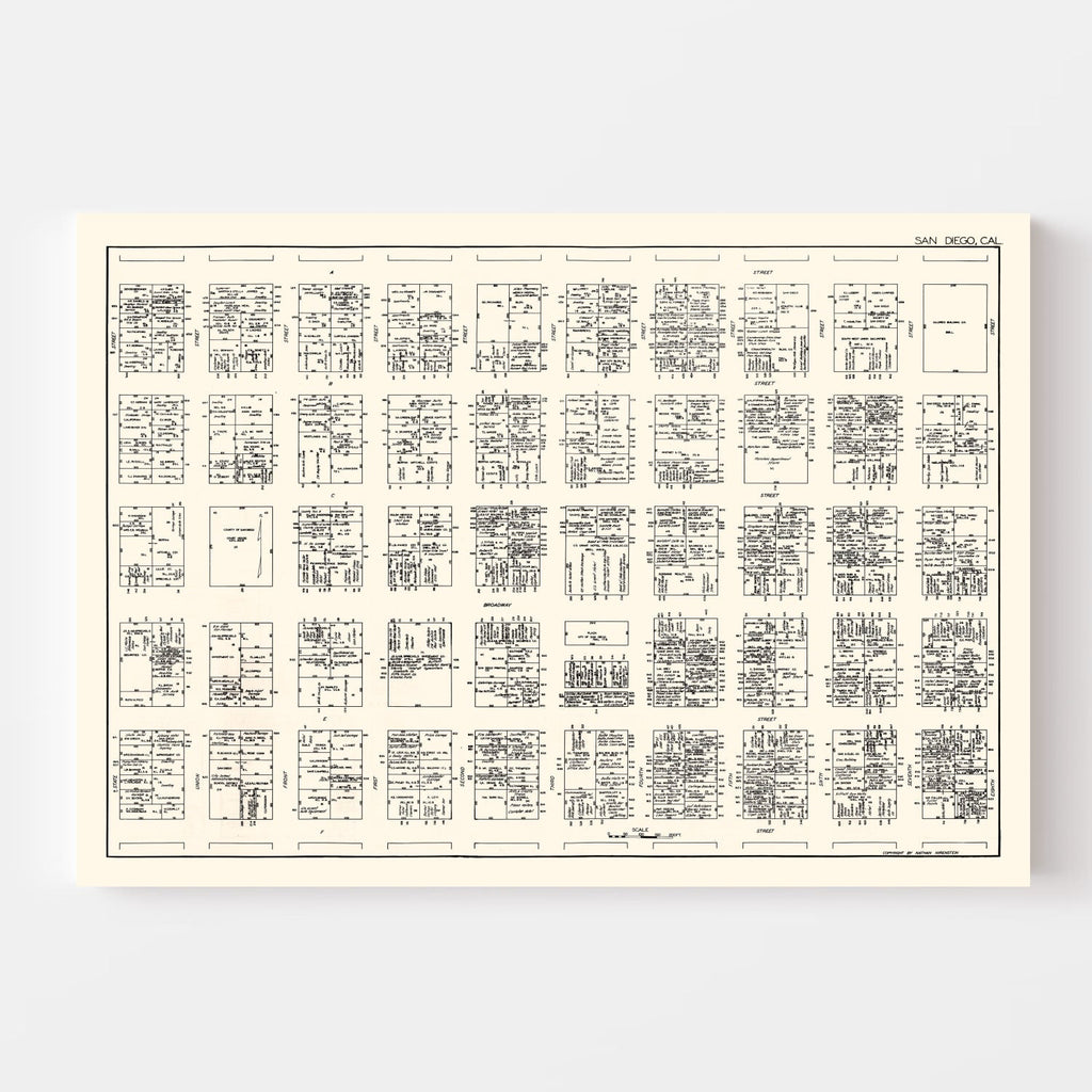 Vintage Map of San Diego, CA Business Section 1929
