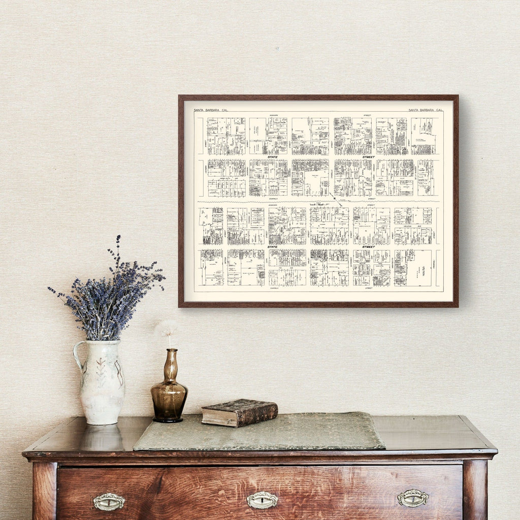 Vintage Map of Santa Barbara, CA Business Section 1929