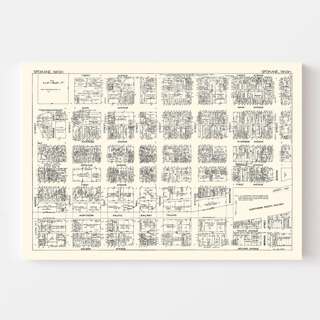 Vintage Map of Spokane, WA Business Section 1929