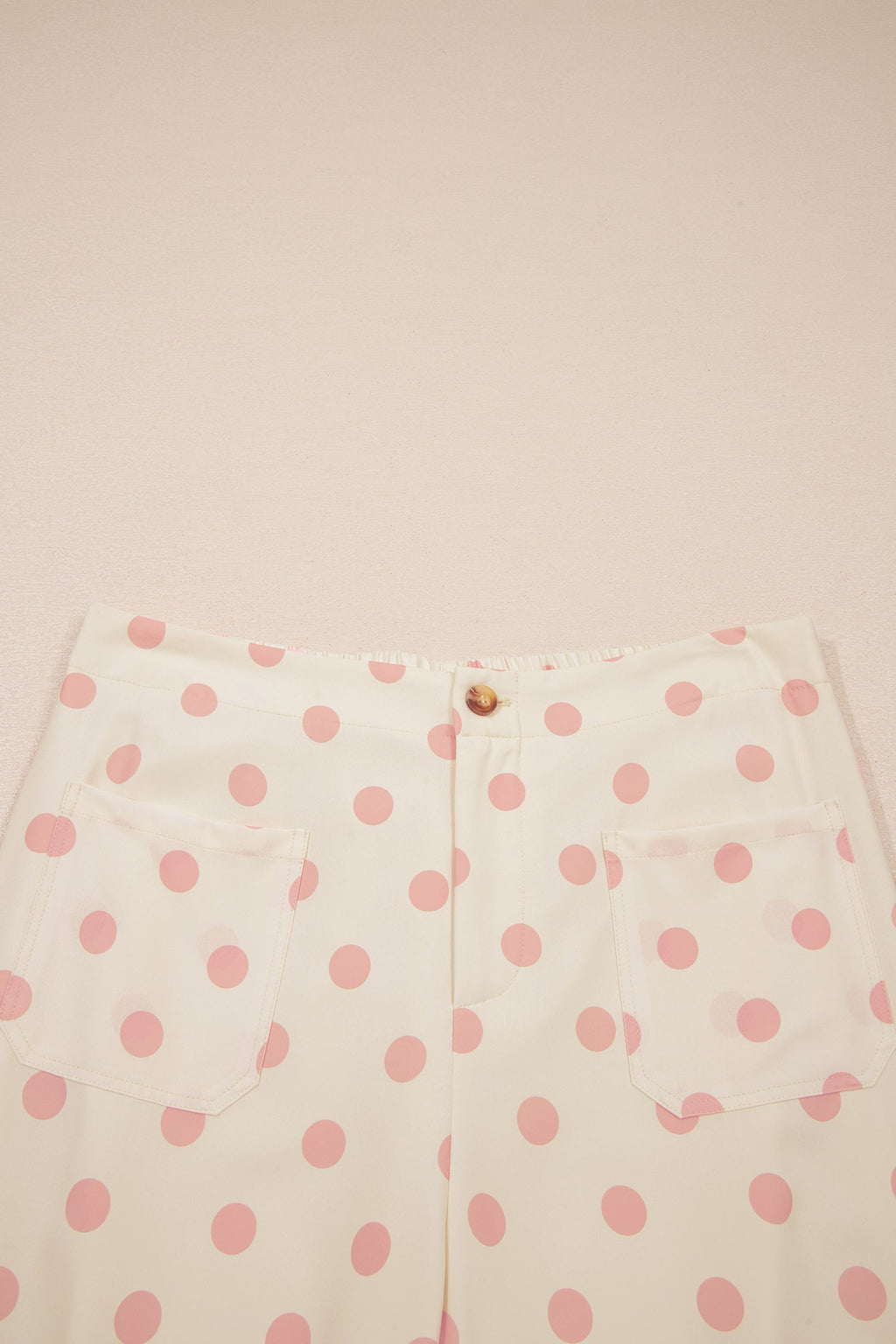 Polka Dot Patch Pocket Wide Leg Pants