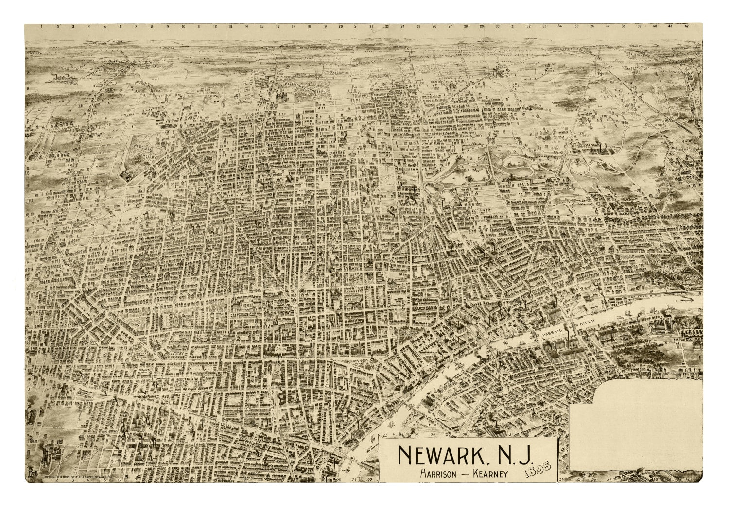 Vintage Map of Newark, New Jersey 1895