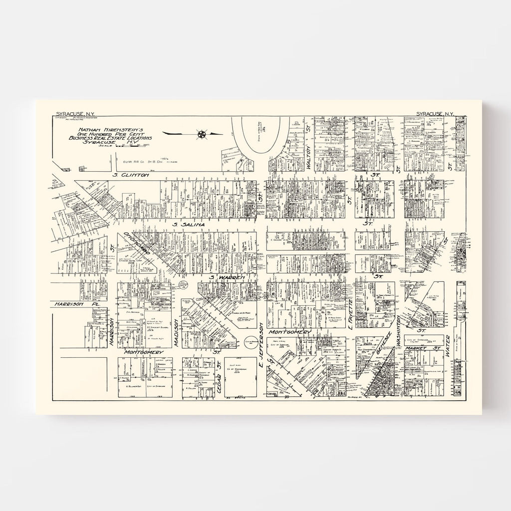 Vintage Map of Syracuse, NY Business Section 1929