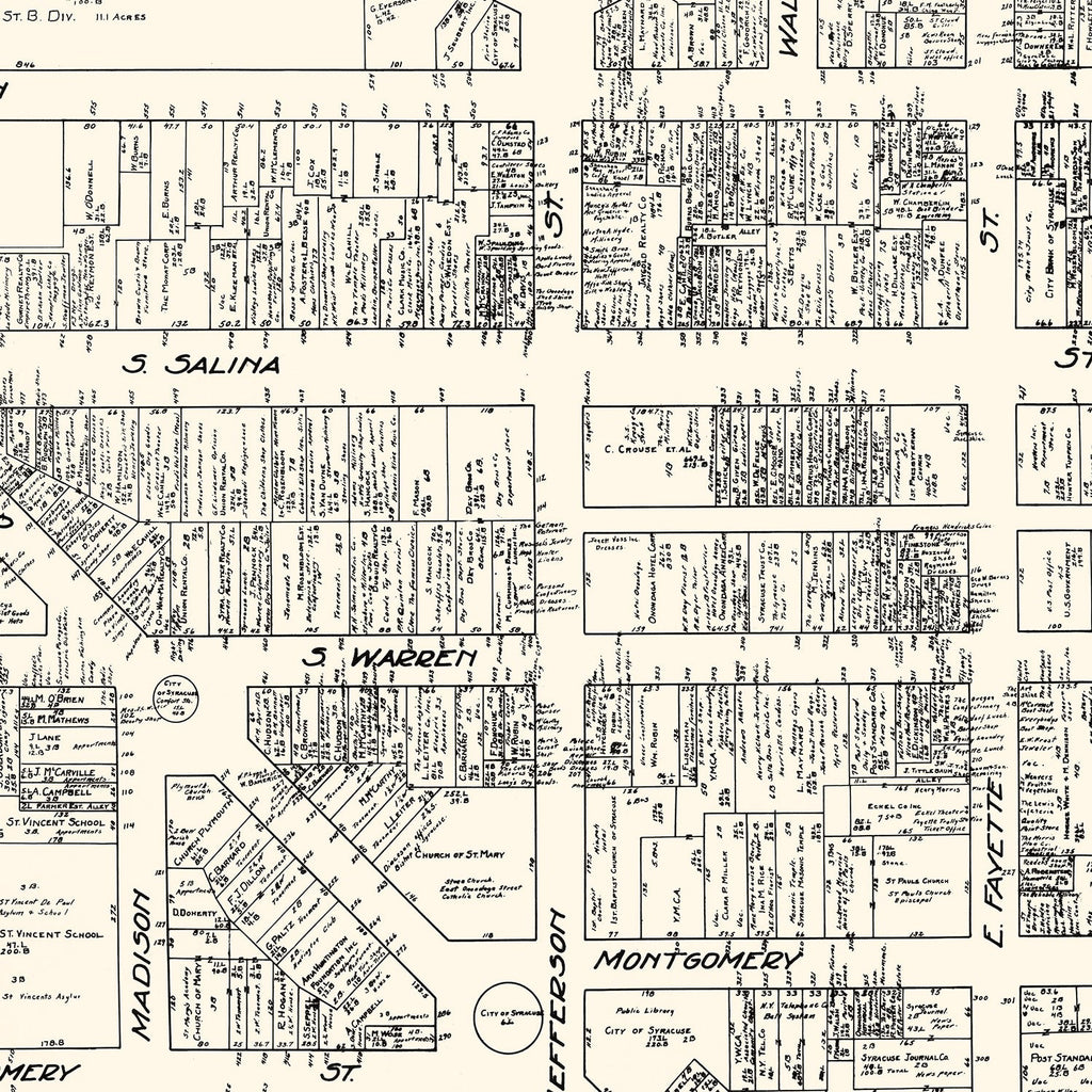 Vintage Map of Syracuse, NY Business Section 1929