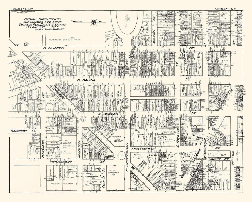 Vintage Map of Syracuse, NY Business Section 1929