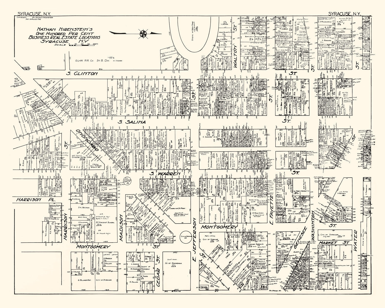 Vintage Map of Syracuse, NY Business Section 1929
