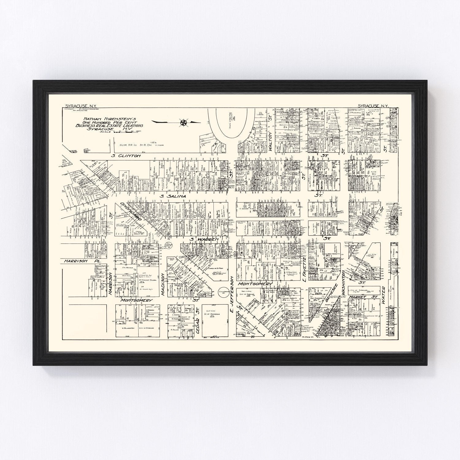 Vintage Map of Syracuse, NY Business Section 1929