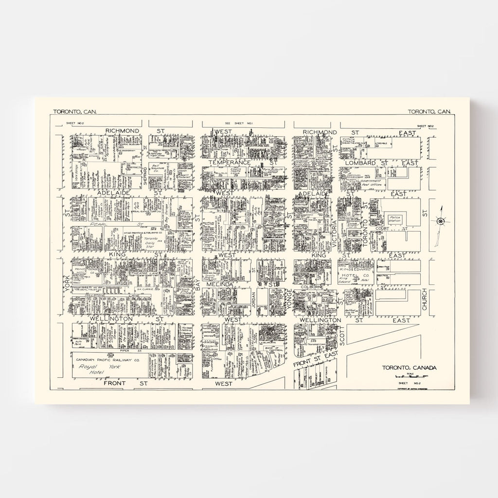 Vintage Map of Toronto, Canada 1929