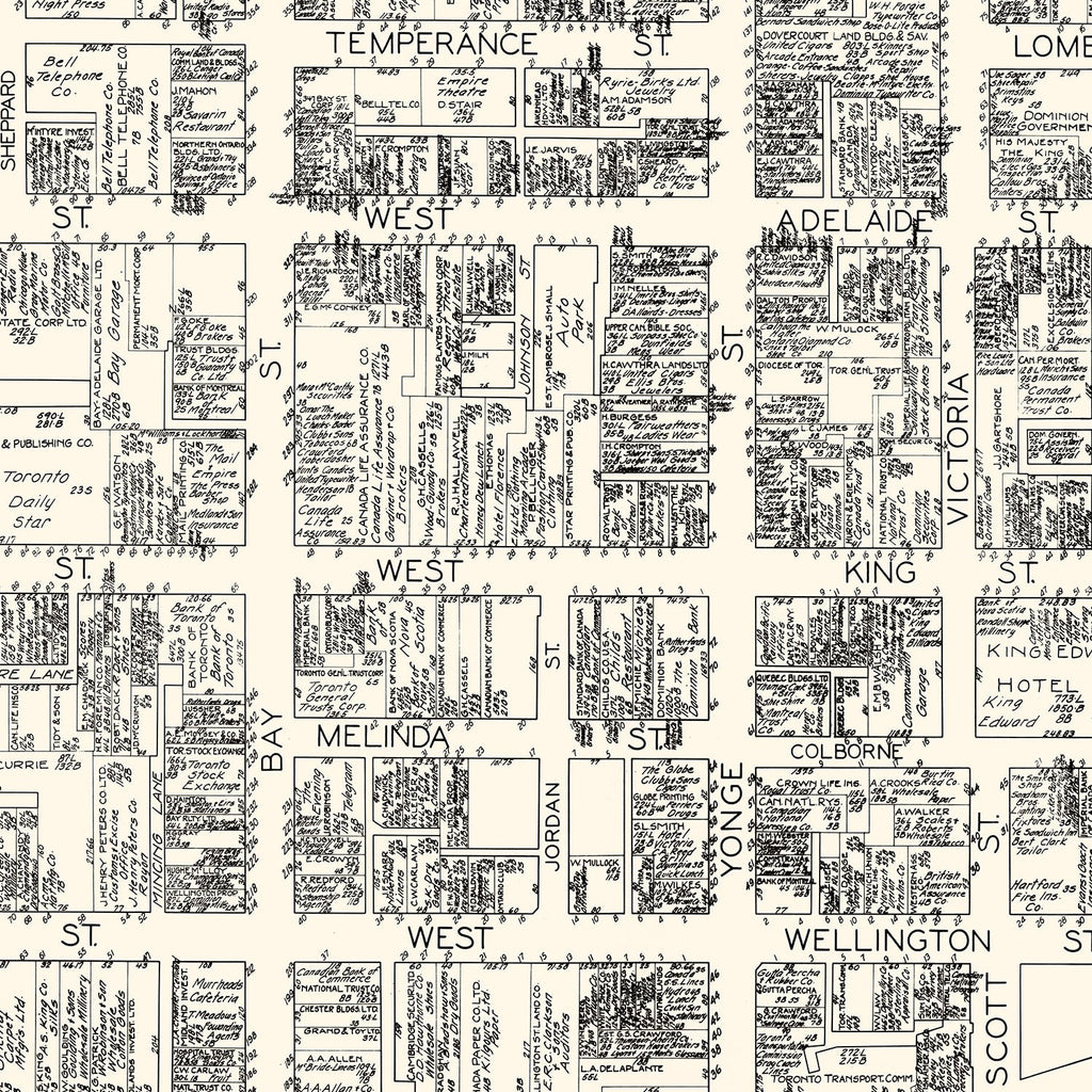 Vintage Map of Toronto, Canada 1929