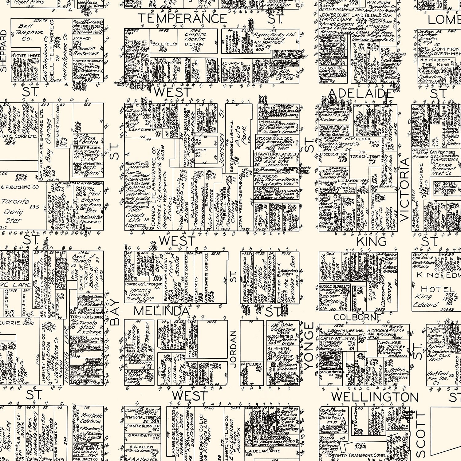 Vintage Map of Toronto, Canada 1929
