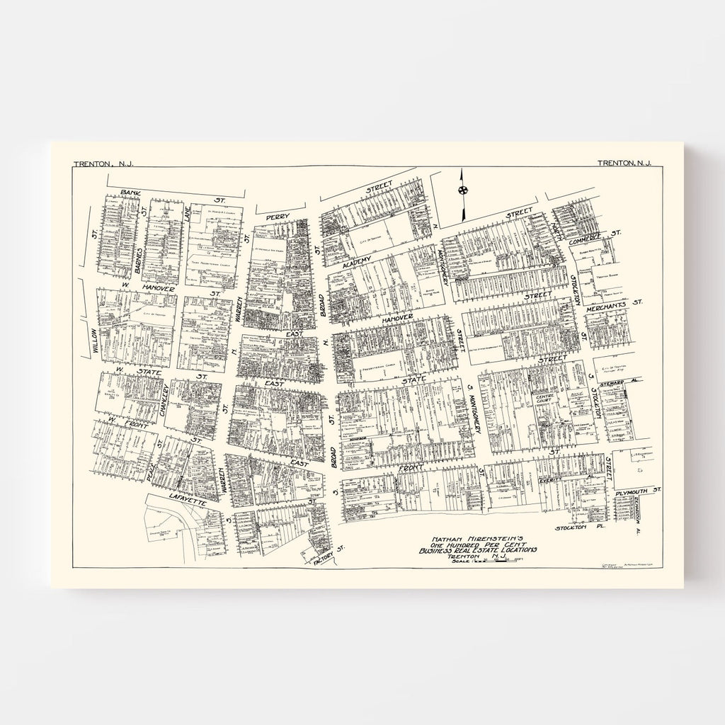 Vintage Map of Trenton, NJ Business Section 1929
