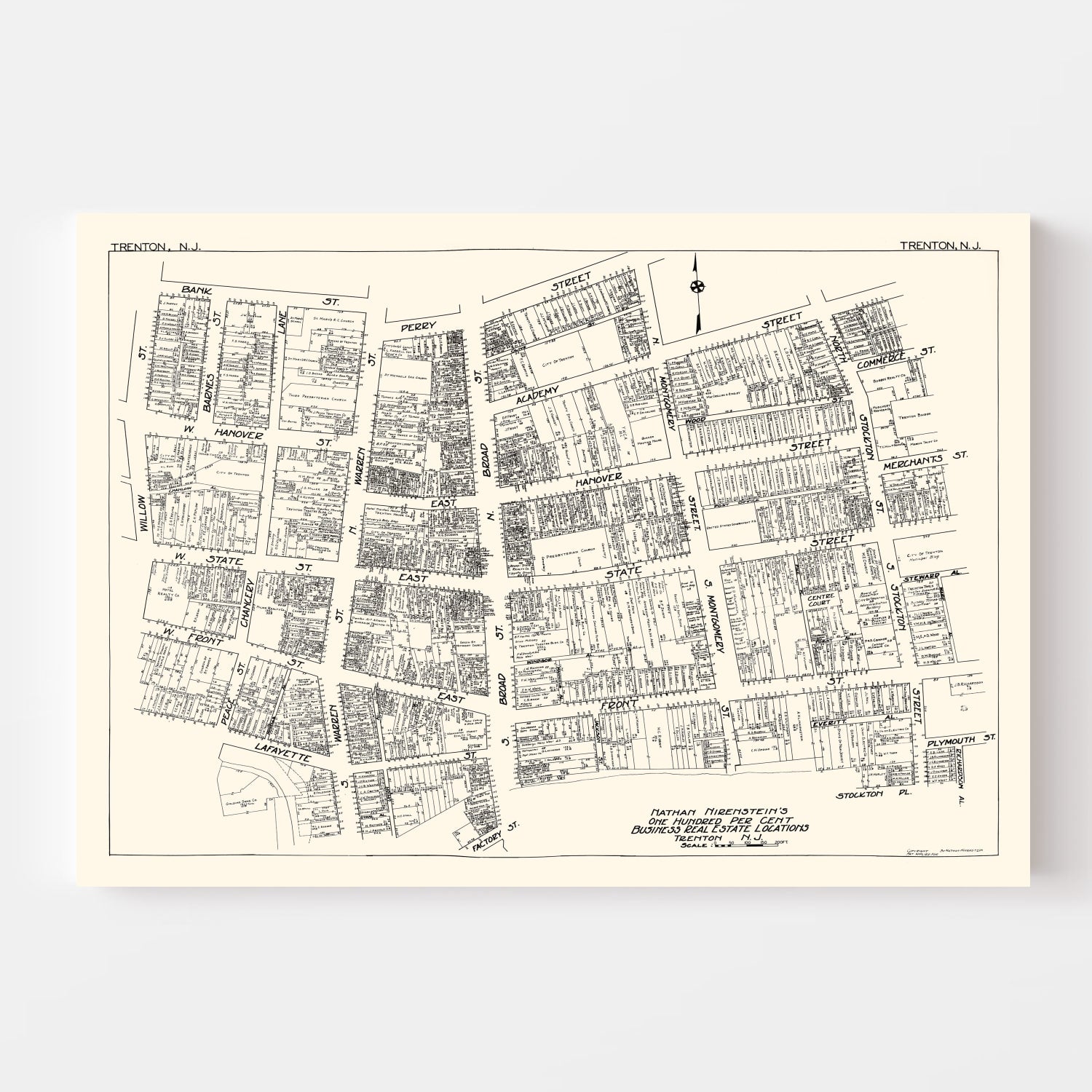 Vintage Map of Trenton, NJ Business Section 1929