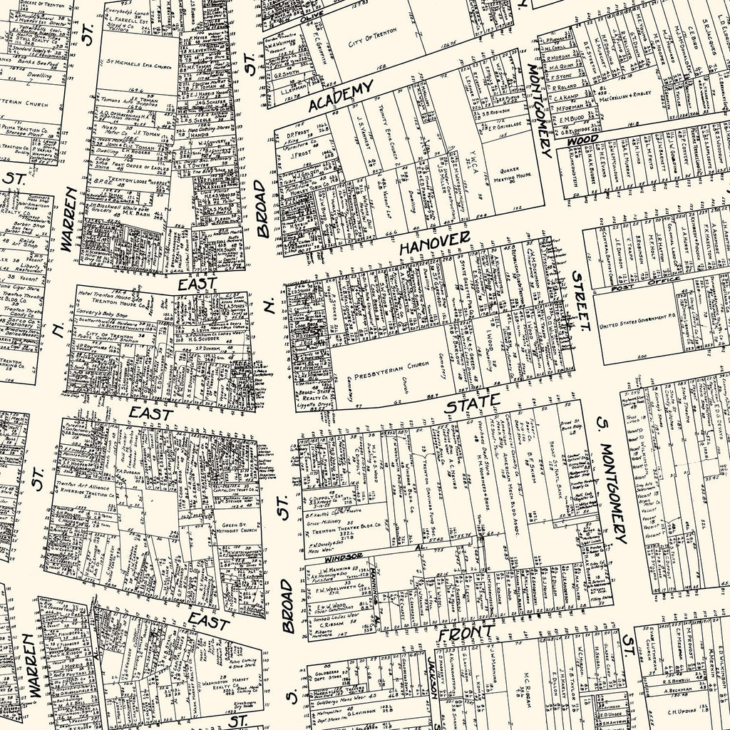 Vintage Map of Trenton, NJ Business Section 1929