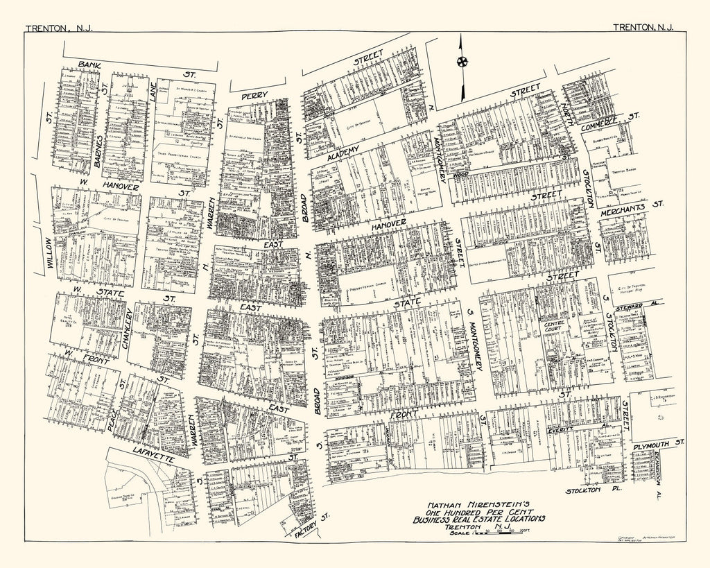 Vintage Map of Trenton, NJ Business Section 1929
