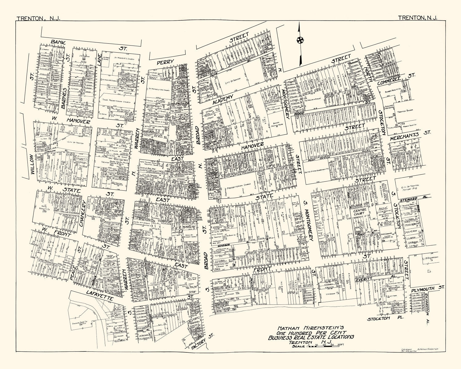 Vintage Map of Trenton, NJ Business Section 1929