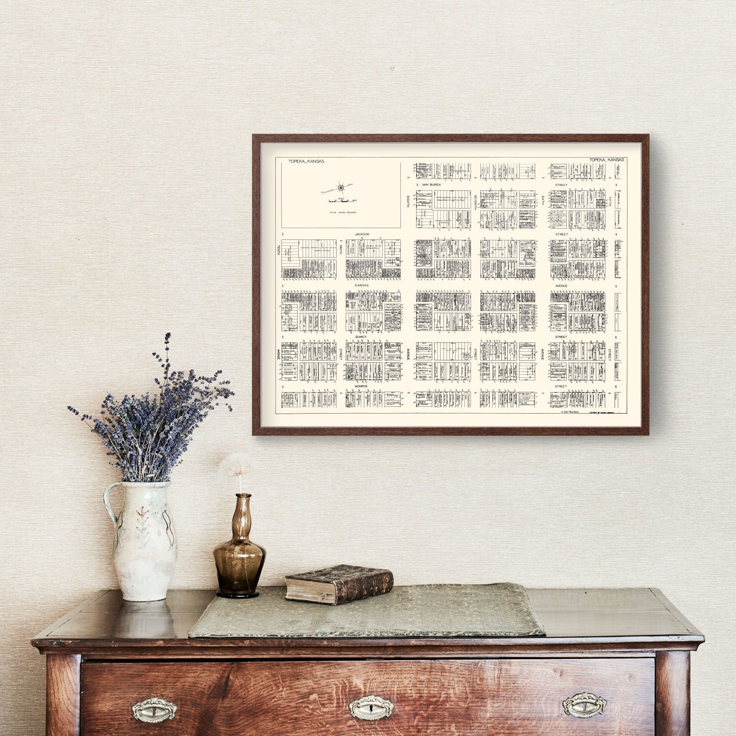 Vintage Map of Topeka, KS Business Section 1929