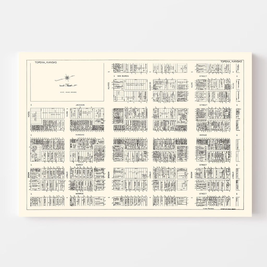 Vintage Map of Topeka, KS Business Section 1929