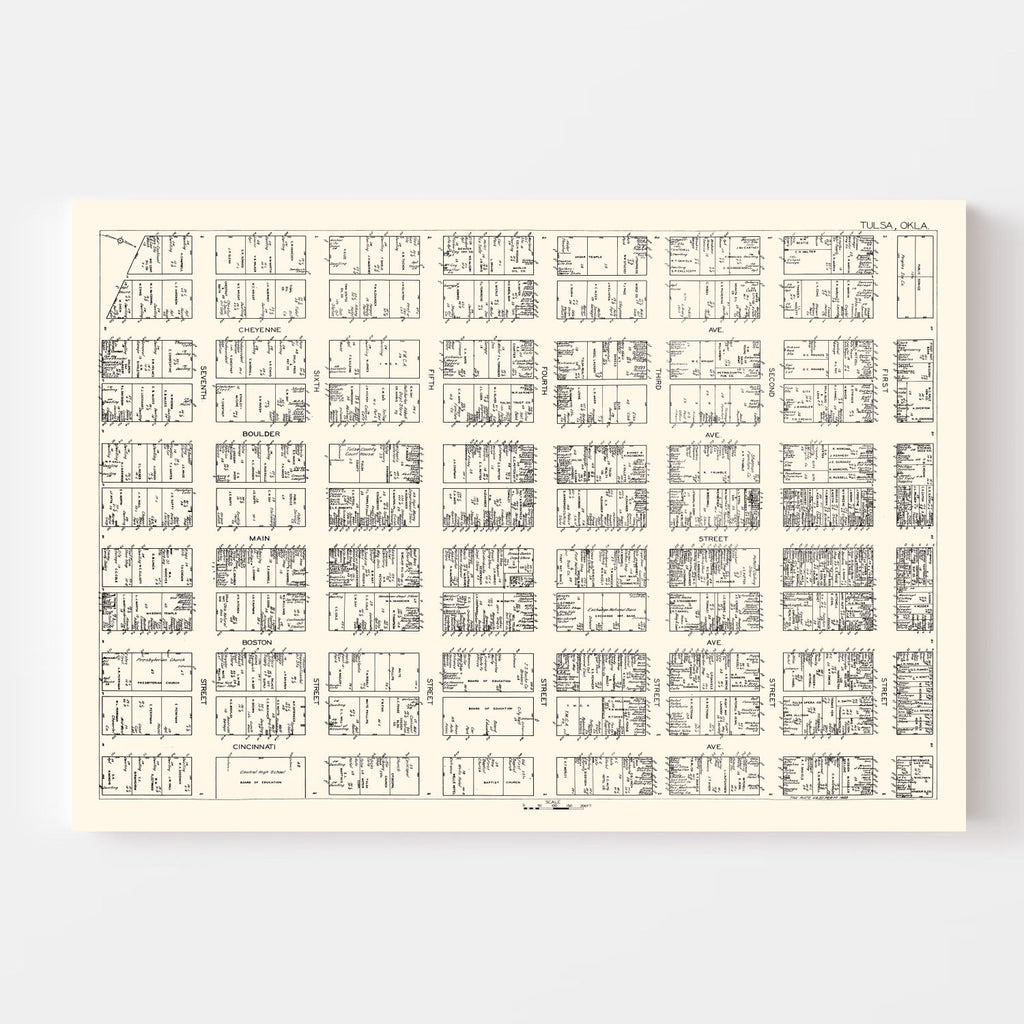 Vintage Map of Tulsa, OK Business Section 1928