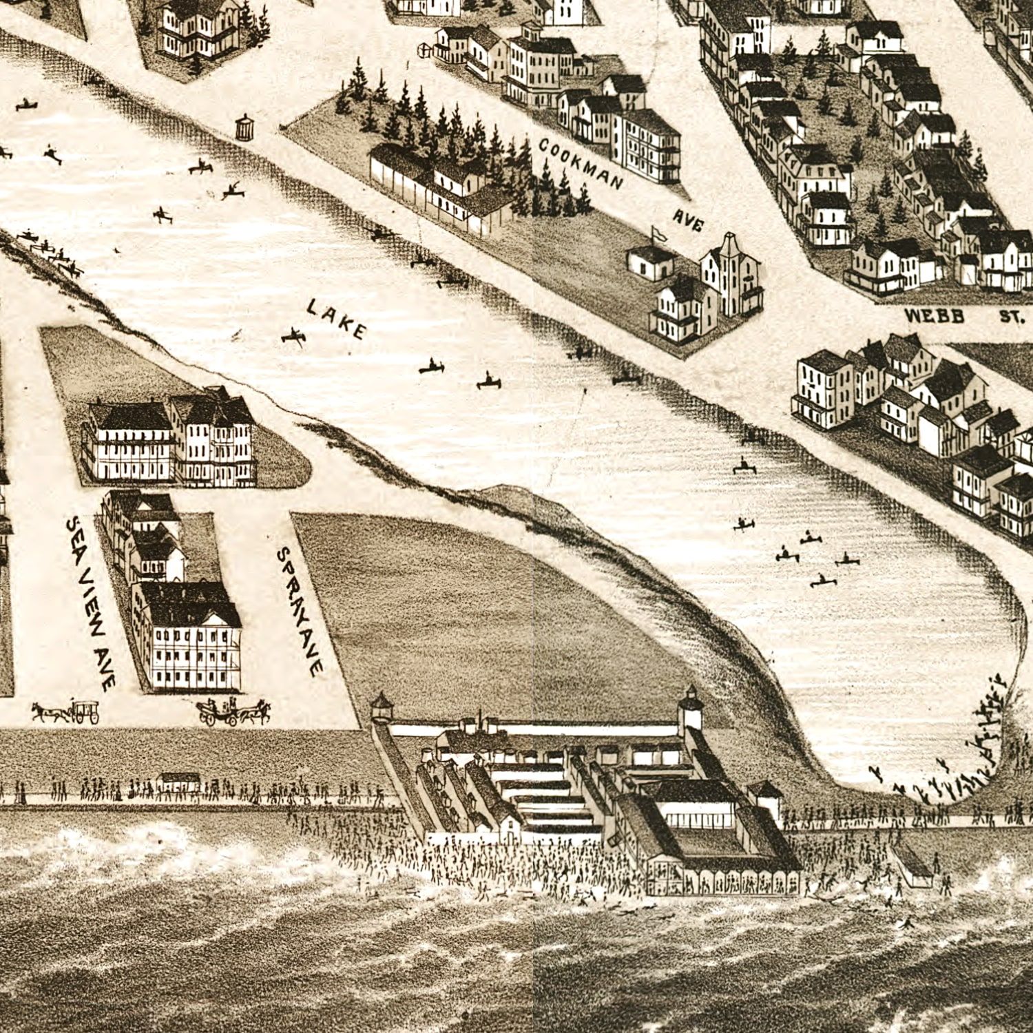 Vintage Map of Ocean Grove, New Jersey 1881