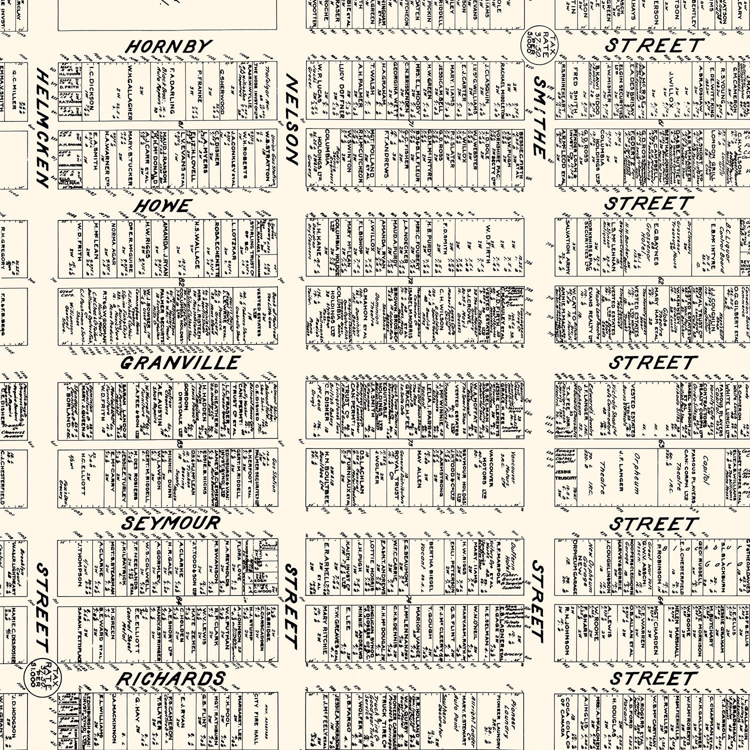 Vintage Map of Vancouver, Canada 1929
