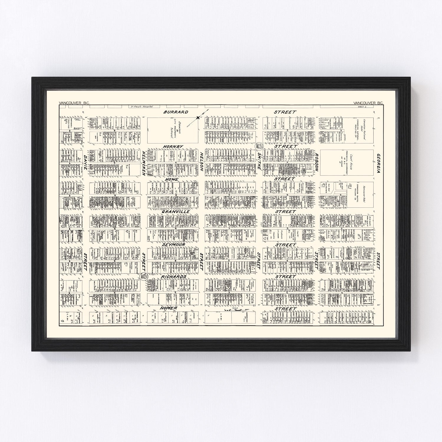 Vintage Map of Vancouver, Canada 1929