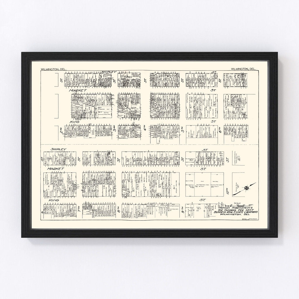 Vintage Map of Wilmington, DE Business Section 1929