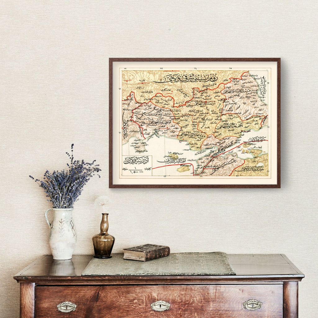 Vintage Map of Edirne, Turkey 1909