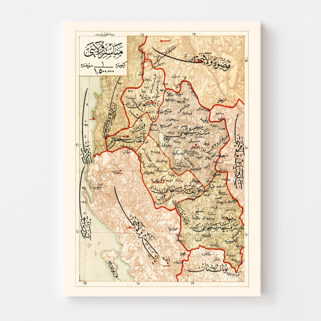 Vintage Map of Manastir Region, 1909