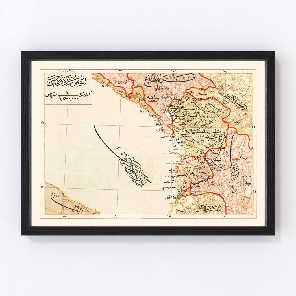 Vintage Map of Ashghodareh Region, 1909