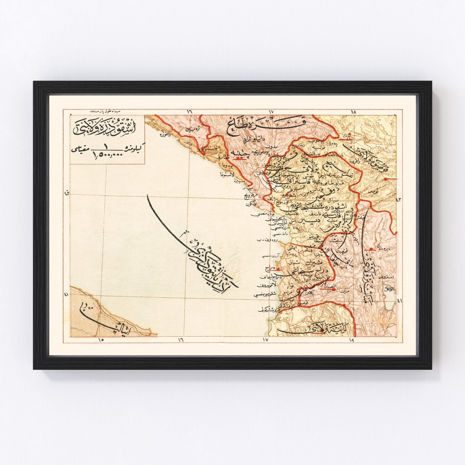 Vintage Map of Ashghodareh Region, 1909