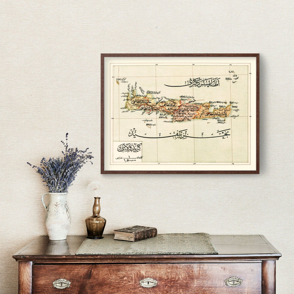 Vintage Map of Crete Island, 1909
