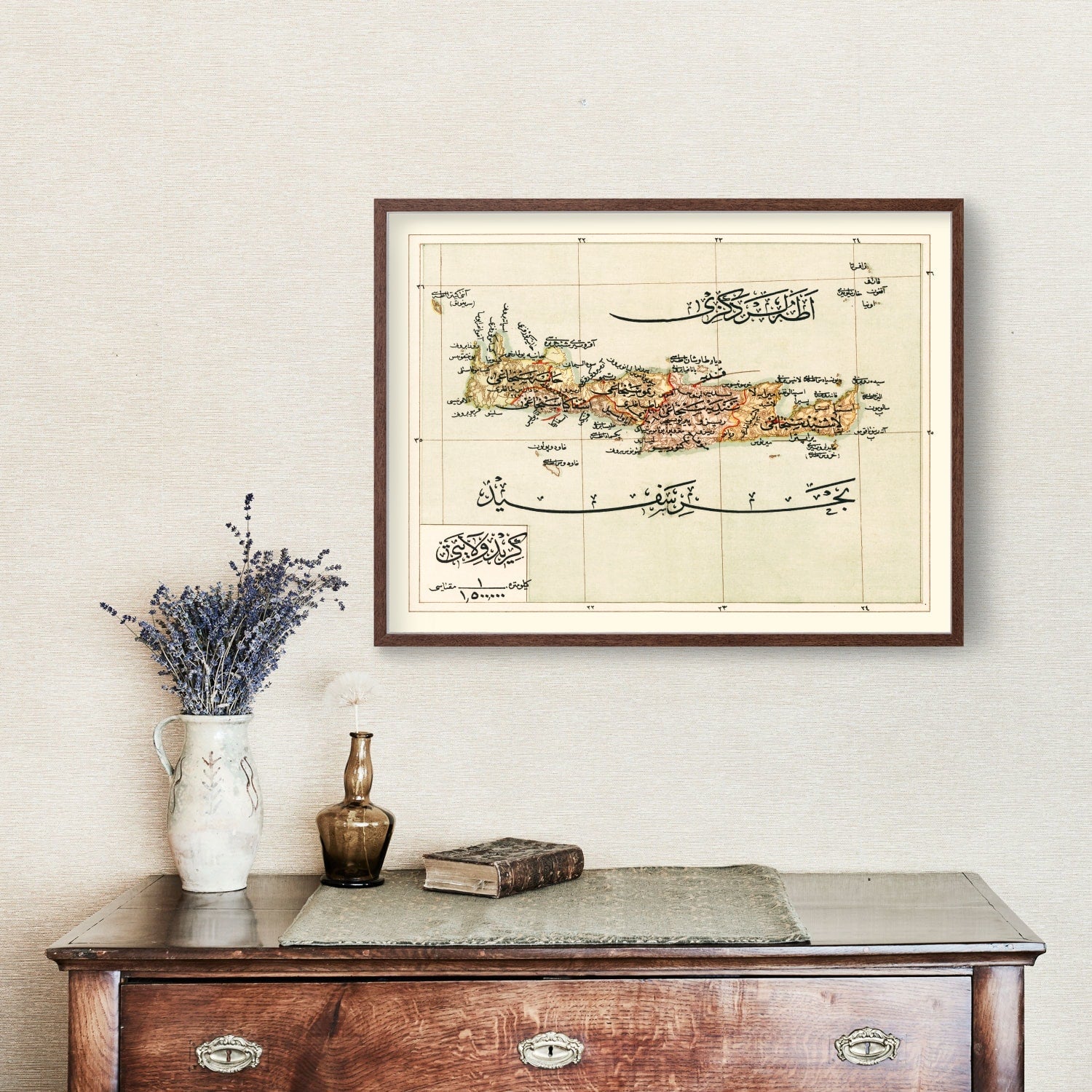 Vintage Map of Crete Island, 1909