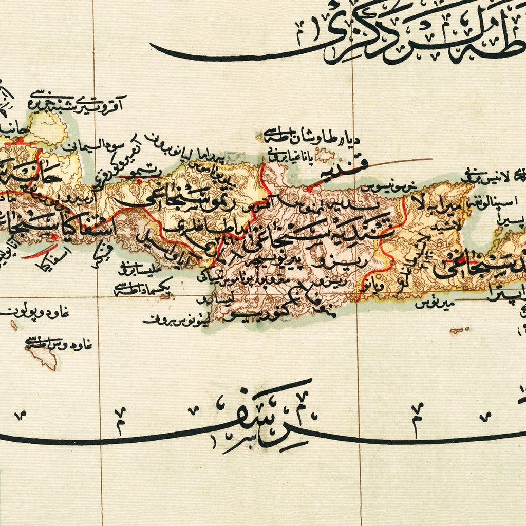 Vintage Map of Crete Island, 1909