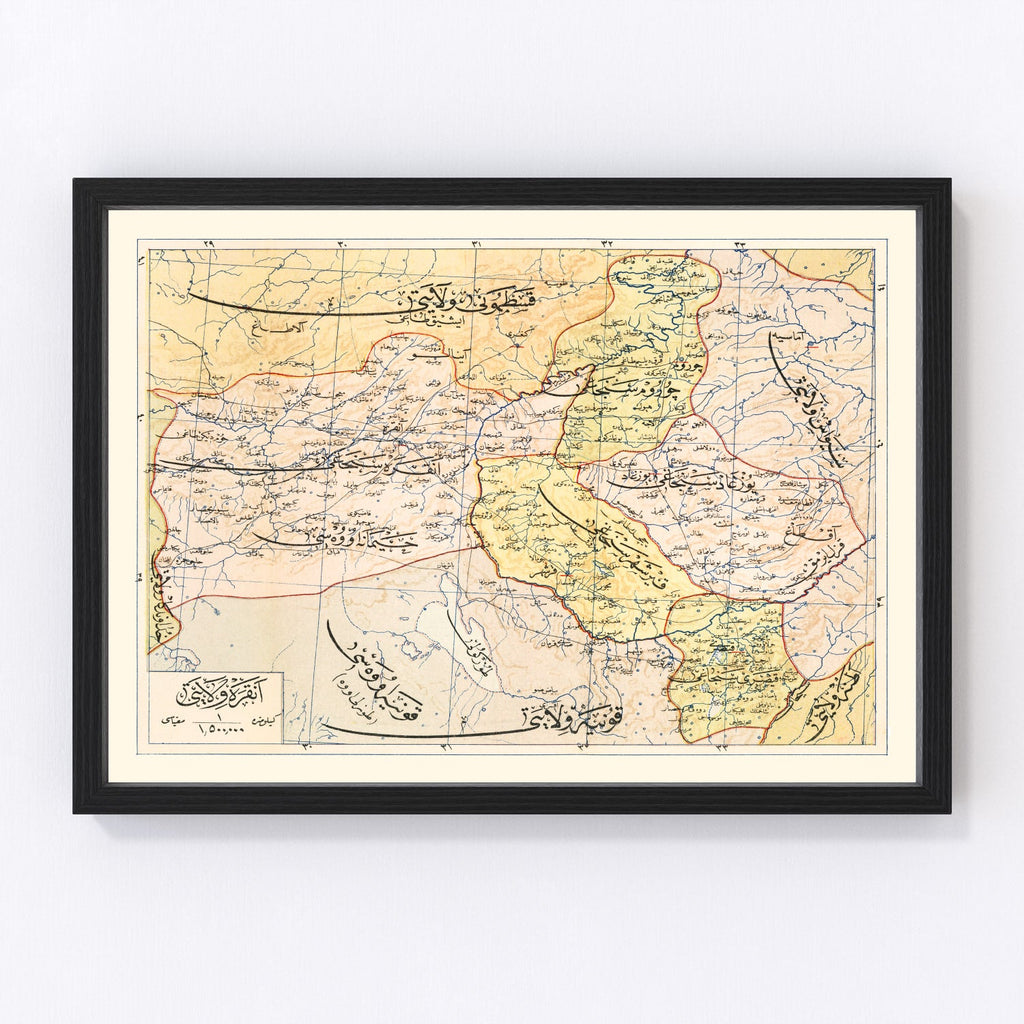Vintage Map of Ankara, Turkey 1909