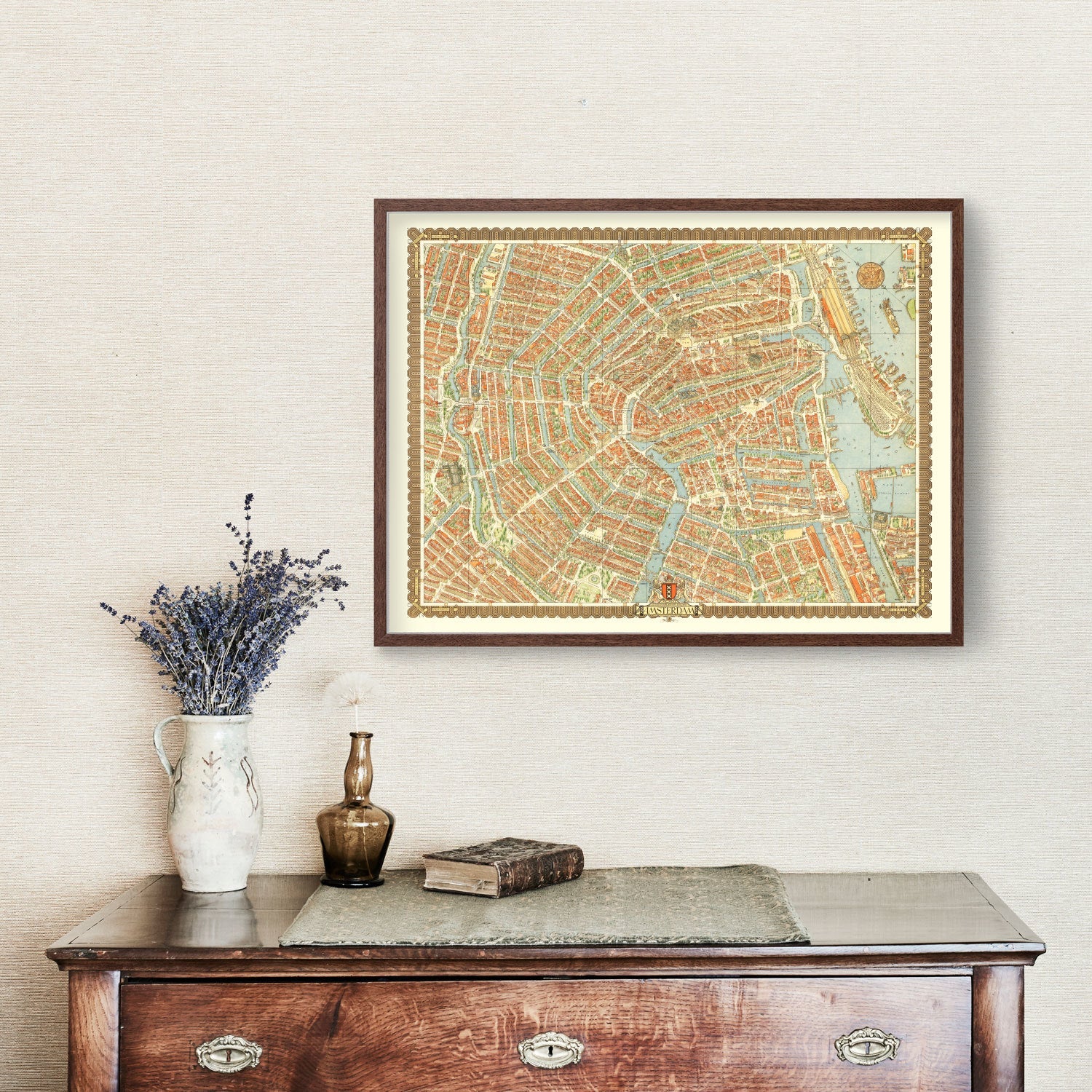 Vintage Map of Amsterdam, Netherlands 1956