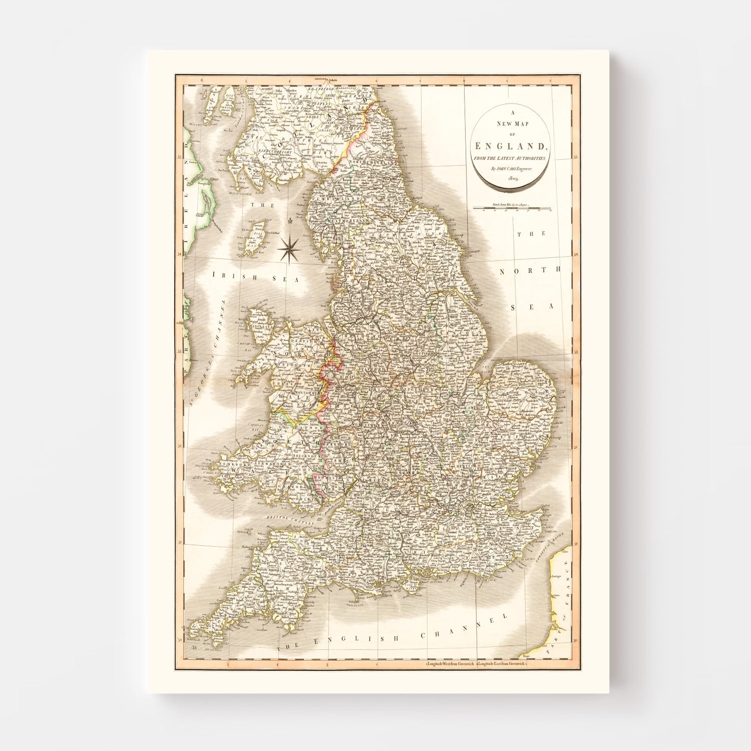 Vintage Map of England 1809