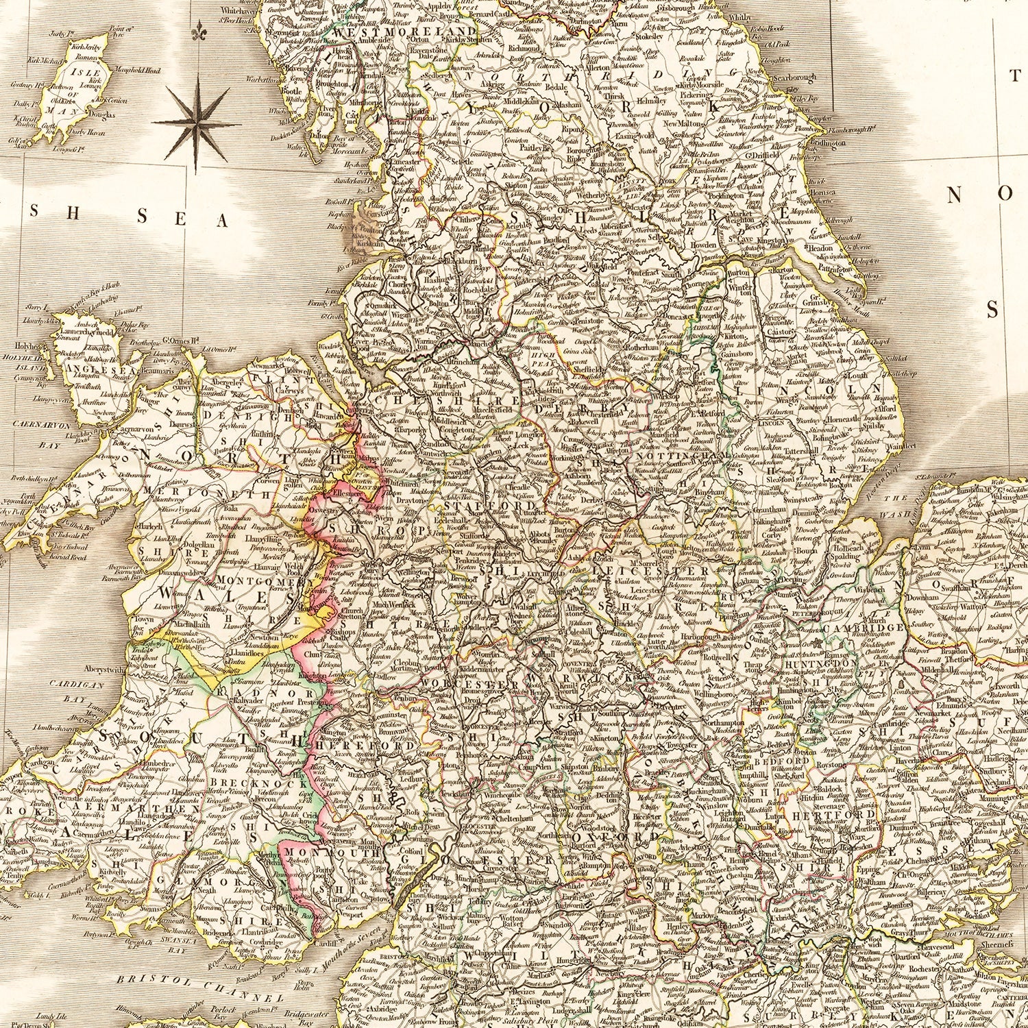Vintage Map of England 1809