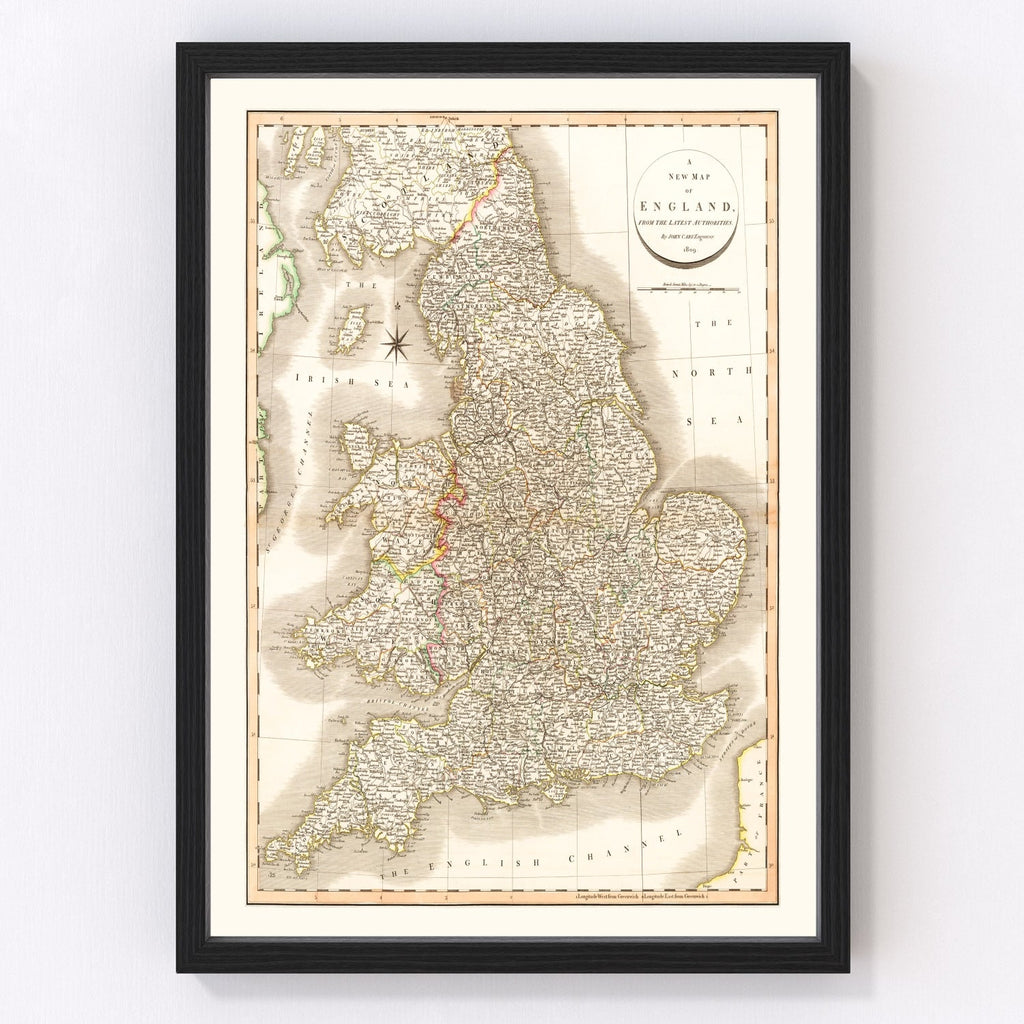 Vintage Map of England 1809