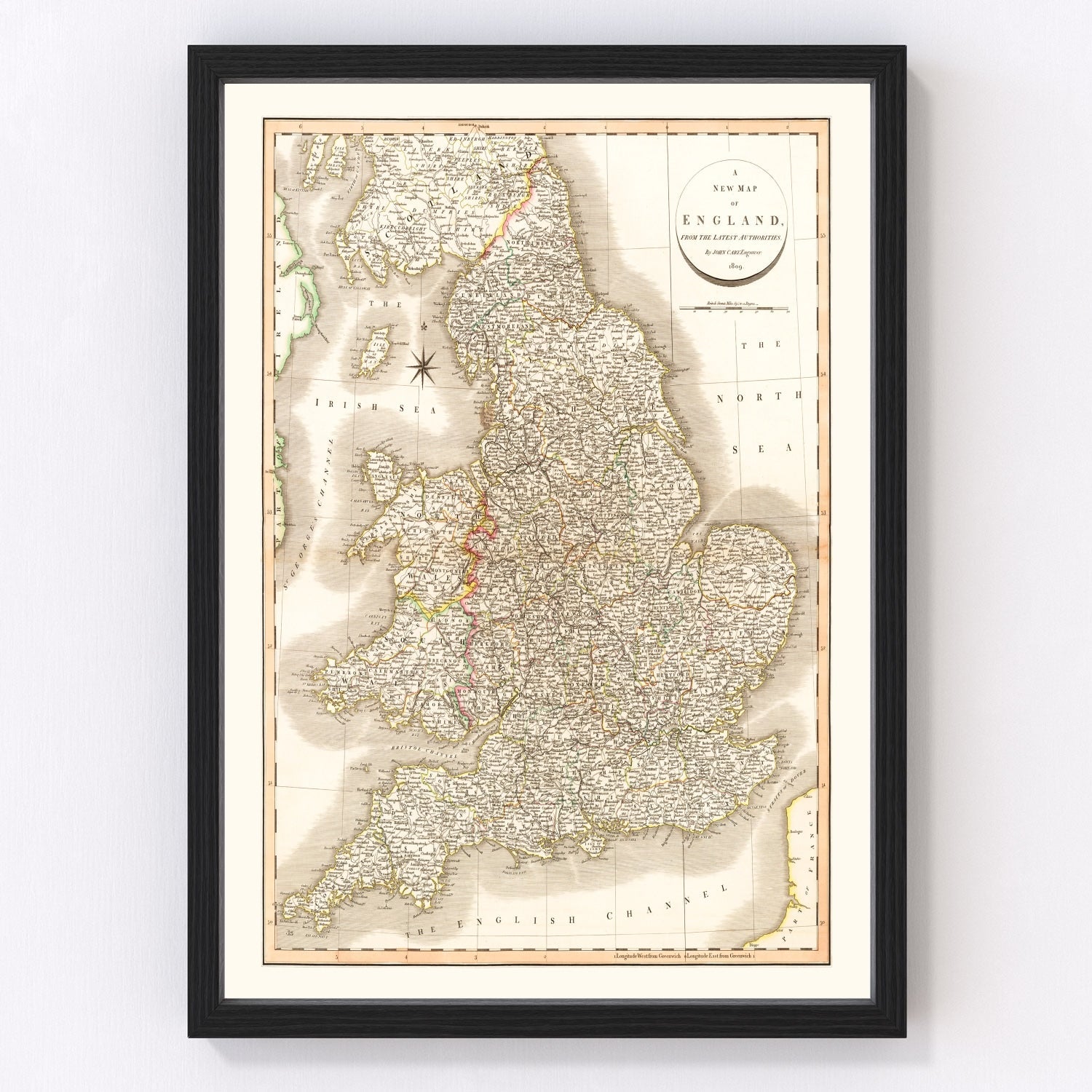 Vintage Map of England 1809
