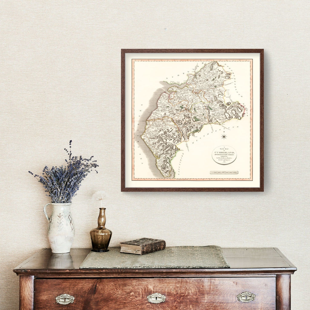 Vintage Map of Cumberland County England, 1801